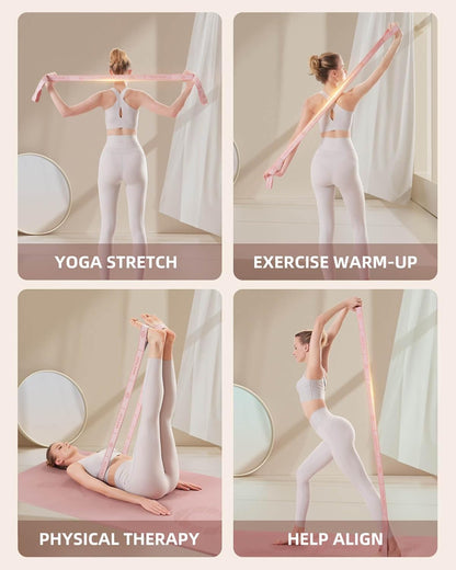 YOTTOY Yoga Strap and Resistance Bands-Exercise Elastic Bands for Working Out Women with 10 Loops-Perfect for Stretching and Physical Therapy