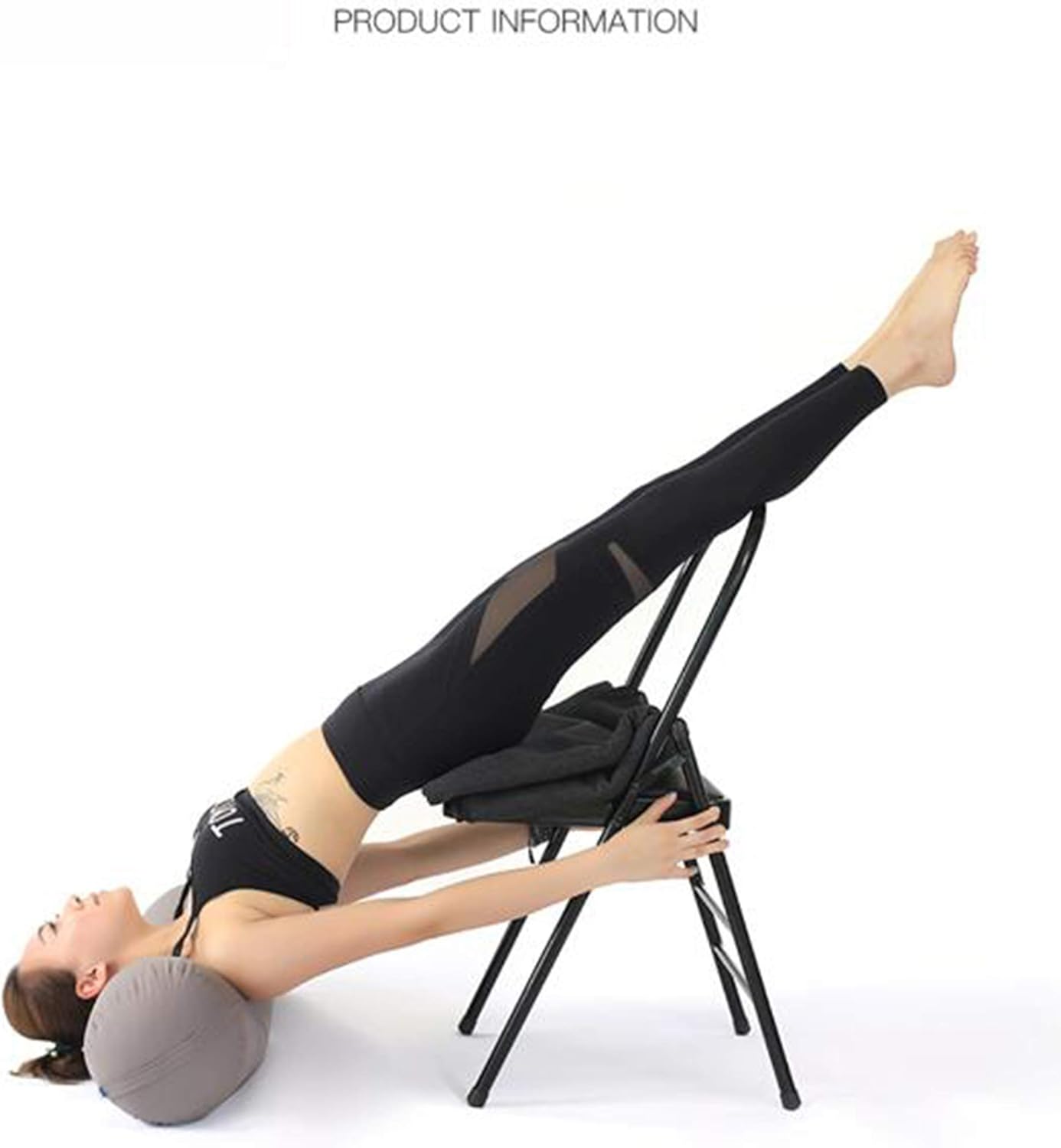 Yoga Chair, Special Chair for Multifunctional Stool, Auxiliary Iyengar, Home Halter Fitness Folding Inverted Yoga Chair, Back Support Yoga Chair,Black