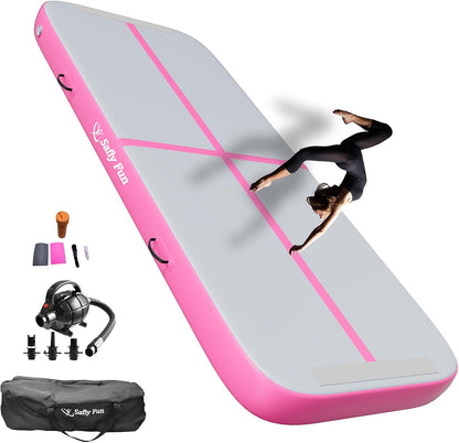Inflatable Gymnastics Air Mat 6.6ft/10ft – Shock-Absorbing Tumble Track for Safe Home, Gym & Outdoor Training with Electric Pump