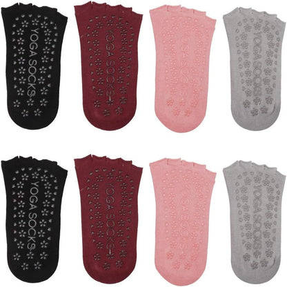 Pengxiaomei 4 Pairs Non Slip Yoga Socks, Women's Yoga Socks with Toes, Clasped Socks for Ballet Barre Dance