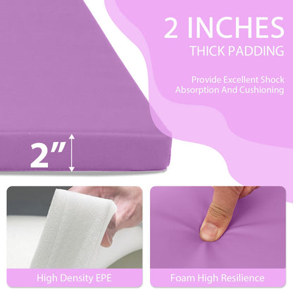 Gymnastics Mat for Tumbling, Folding Tumbling Mat Exercise Mat Gym Mat Tumbling Mats for Kids, Adults, PU Leather Yoga Mat with Carrying Handles
