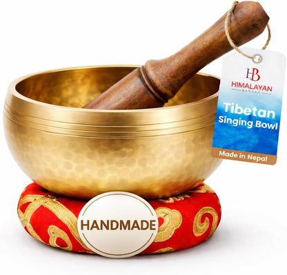 Tibetan Singing Bowl Set - Easy To Play for Beginners - Authentic Handcrafted Mindfulness Meditation Holistic Sound 7 Chakra Healing Gift by Himalayan Bazaar (5")