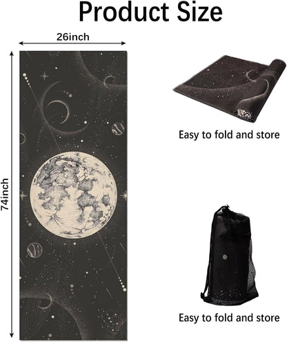 Hot Yoga Mat Towel with Corner Pockets Yoga Towels for Hot Yoga Non Slip with Travel Bag Sweat Absorbent Yoga Blankets Mat Cover for Workout Gym 70"x26" (Mountain-01, 70x26)