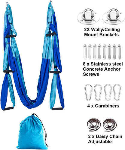Aerial Trapeze Yoga Hammock Kit - Ultra Strong Antigravity Yoga Flying Sling Inversion Swing Tool Set