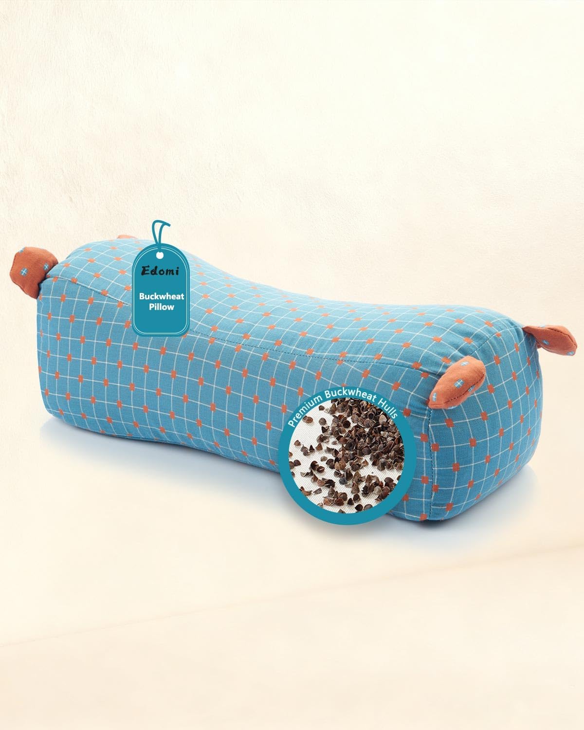 Buckwheat Pillow for Sleeping - Adjustable Buckwheat Hull Pillow for Neck Support, 16.5" x6.3” Cervical Roll Pillow, Firm Cylinder Bolster for Pain Relief, Yoga, Lumbar Support