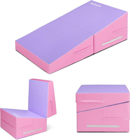 Matladin 48"x24"x14" Tumbling Mat - Folding Gymnastics Cheese Wedge Mat for Kids, Girls Home Training