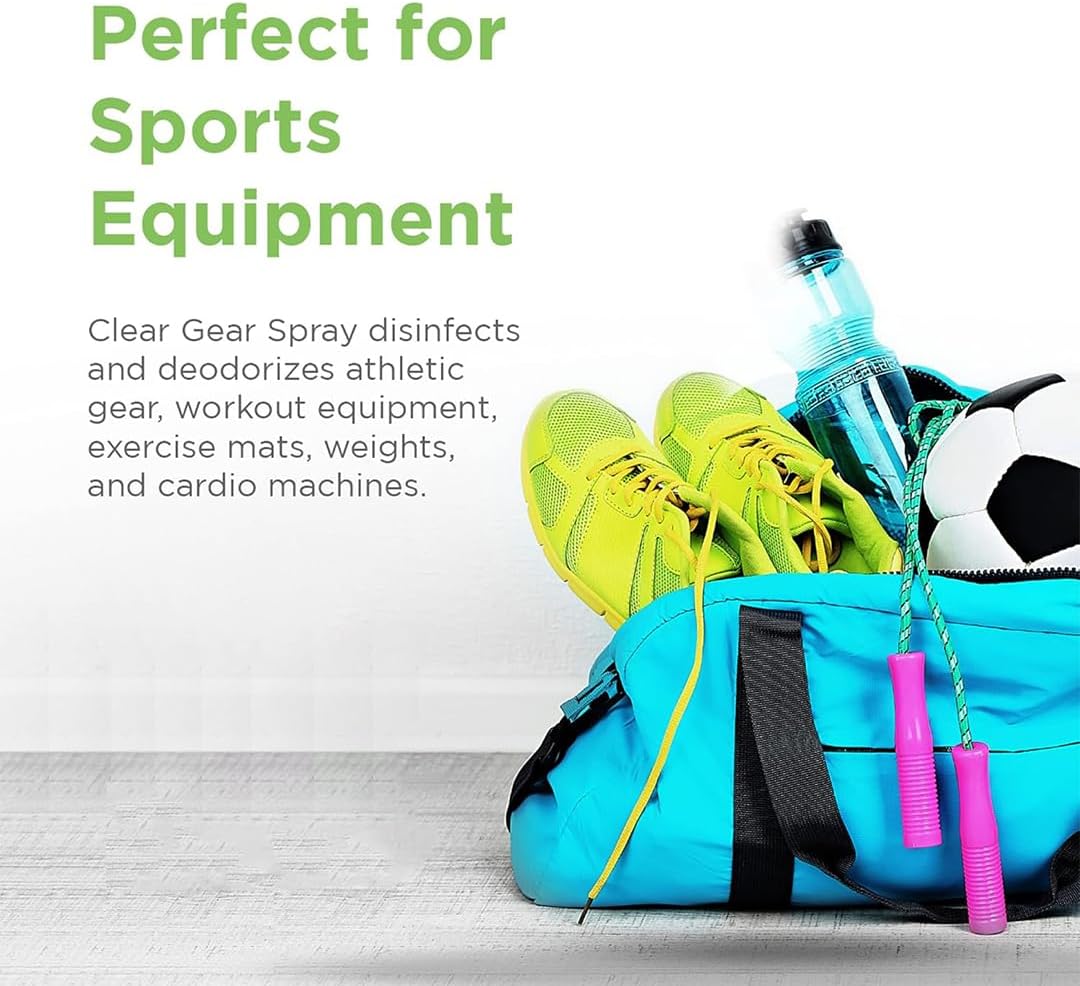 Clear Gear Gym Disinfectant, Yoga Mat Cleaner, Deodorizer For Sports Equipment, Gyms, and Fitness Centers - Mixed Pack - 16 Oz and 32 Oz Bottle Hospital grade Disinfectant Spray Pack
