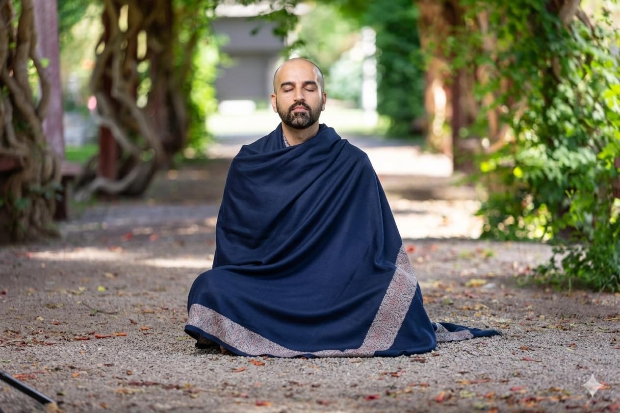 Soft Premium Wool Blend Meditation Shawl - Large Unisex Prayer Wrap, Oversize Scarf & Versatile Blanket