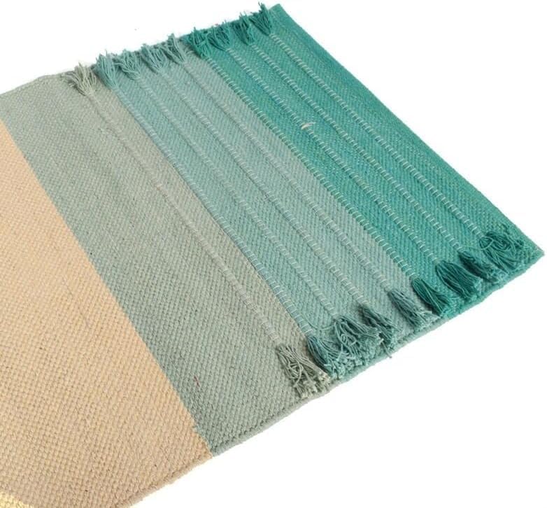 Indian Handmade100 % Organic Anti Skid Multi Colour Cotton Yoga Mat - Eco-Friendly Hand-Woven Rug - Non-Slip & Thick (24”x72”x5mm) for Hot yoga & Everyday Fitness at Home - Comfortable & Foldable Extra-Long Mat