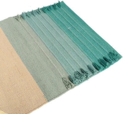 Indian Handmade100 % Organic Anti Skid Multi Colour Cotton Yoga Mat - Eco-Friendly Hand-Woven Rug - Non-Slip & Thick (24”x72”x5mm) for Hot yoga & Everyday Fitness at Home - Comfortable & Foldable Extra-Long Mat