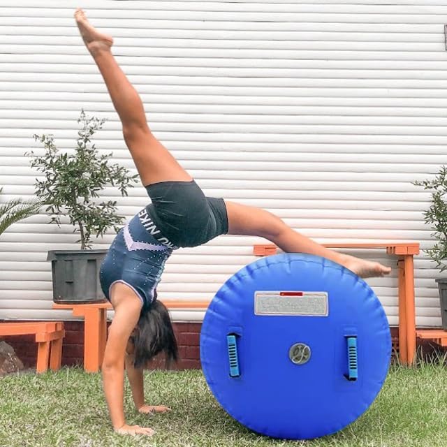 CZGBRO Gymnastics Barrel Air Roller with Pump, Inflatable Tumbling Equipment Air Mat Octagon Mat for Backhandspring Training Cheerleading Home Use