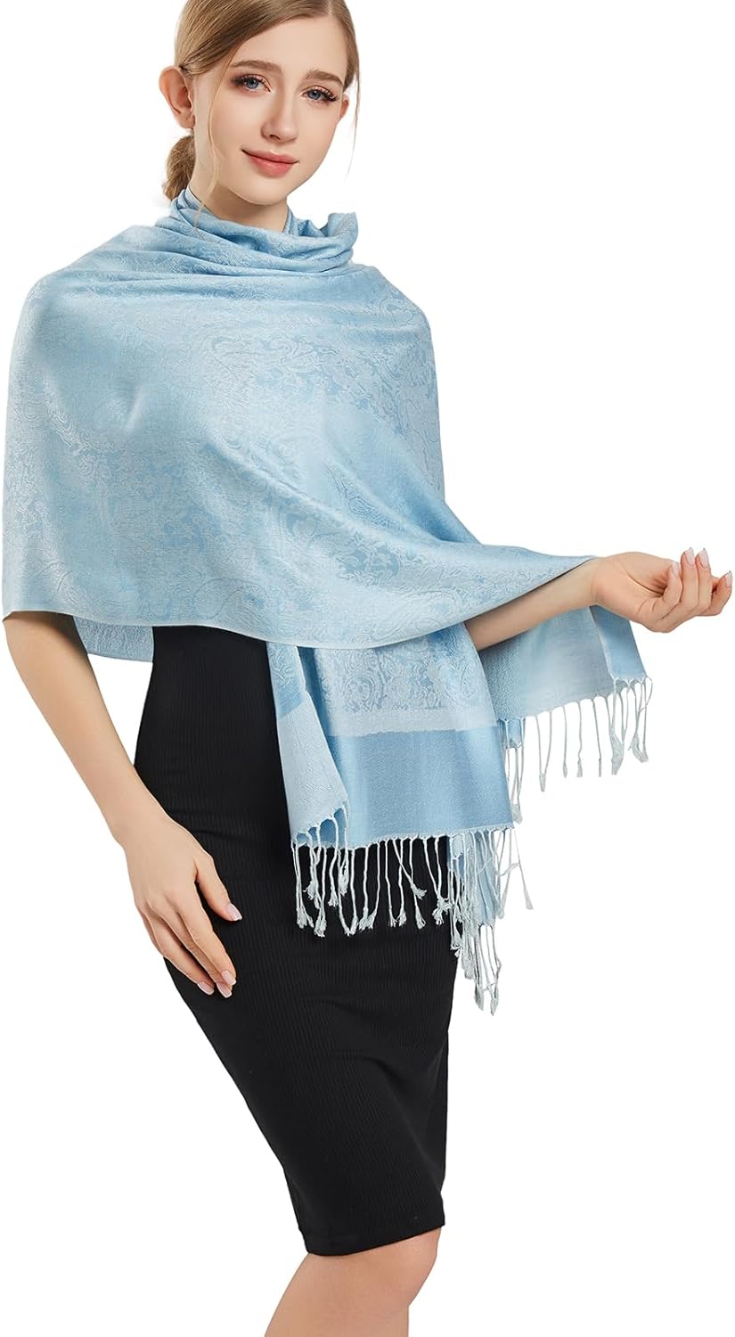 vimate Silky Paisley Pashmina Shawl Scarf-Women's Soft Double-side Jacquard Pashminas Wrap for Evening Dress Travel Shawl
