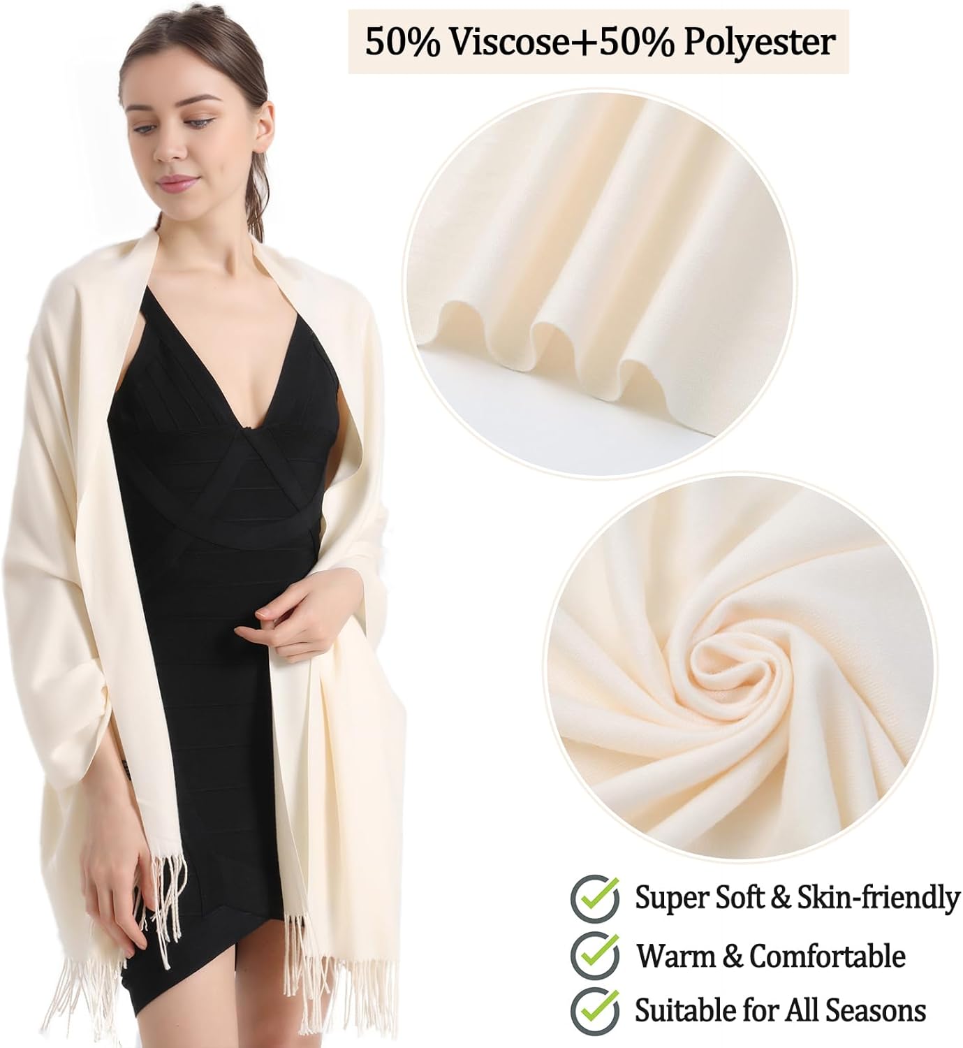 Pashmina Scarf and Shawl - Soft Women Pashminas Wrap for Wedding Evening Party dresses