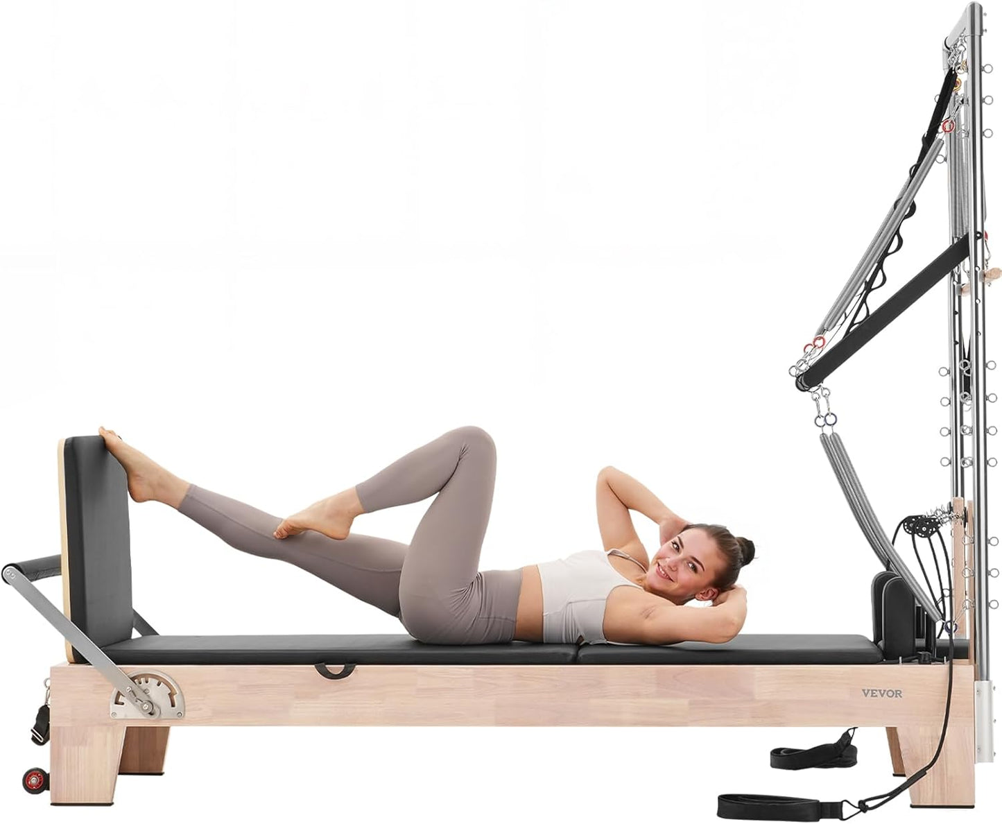 VEVOR Pilates Reformer, Reformer Pilates Machine with Cadillac Trapeze Table or Tower & Mat, Pilates Equipment for Home Workout and Studio, Includes Jump Board，Sitting Box