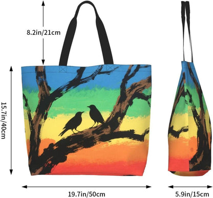 Tote Shoulder Bag Large Durable Reusable Eco-friendly Handbag Lightweight Stylish for Daily Use-19.7x15.7x5.9 Inch - Colors A