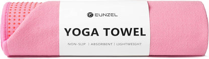 Eunzel Yoga Towel,Hot Yoga Mat Towel with Grip Dots Sweat Absorbent Non-Slip for Hot Yoga, Pilates and Workout 24" x72", Purple & Blue
