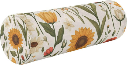 c Neck Roll Pillow Bolster Round Health Memory Foam Long Cervical Cylinder Pillows with Removable Washable Cover for Body Bed Legs Back Yoga - Colors A