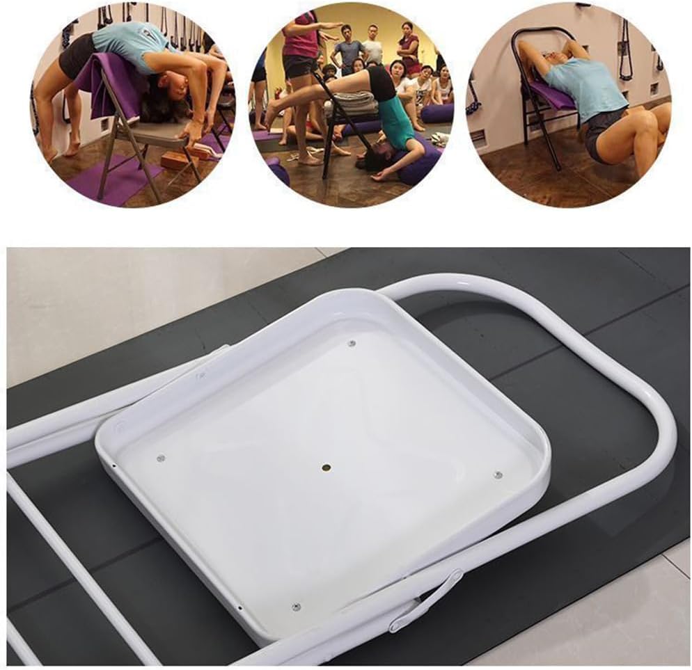 Yoga Auxiliary Chair Yoga Practice Balance Chair for Iyengar Foldable Pilates Yoga Chair with Anti-Slip Foot,PU Cushion,Double Beam Design,Black