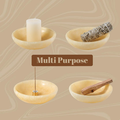 Koville Natural Marble Incense Holder, Incense Holder for Sticks with 9 Holes, Handmade Incense Burner Ash Catcher for Meditation Yoga SPA, Balsam Fir/Palo Santo/Sage/Cone (RoyalBeige)