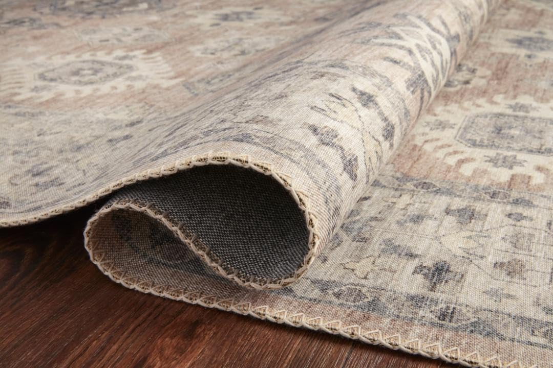 Loloi Hathaway Collection HTH-06 Blush/Multi 2'-6" x 7'-6", .25" Thick, Runner Rug, Soft, Durable, Printed, Modern, Low Pile, Non-Shedding, Easy Clean, Living Room Rug