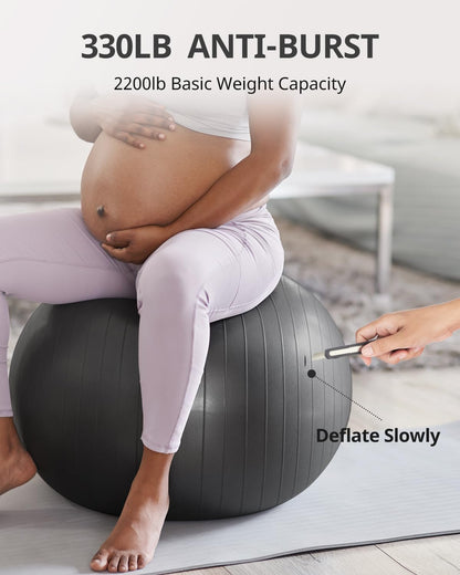 Trideer Exercise Ball for Yoga, Pilates & Fitness – Stability Ball Equipment for Home Gym & Office Chair, Core & Balance Training Accessories, Physical Therapy Equipment, Quick Pump Included, 5 Sizes