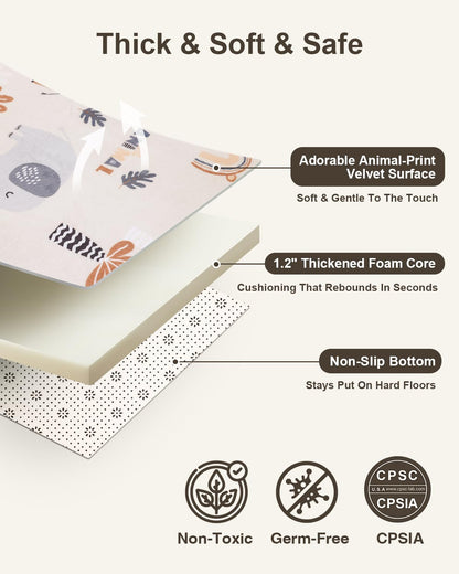 Large Thick Baby Play Mat for Floor,Padded Foam 59x79 Playpen Mat,Soft Support&Plush Feel Nursery Kids Rug,Non Slip for Toddler,Infants,Kids Playroom,Yoga,Baby Crawling,Tummy Time (Light Grey)