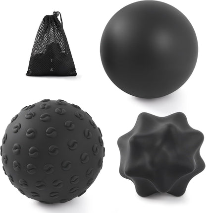 JIEJUNJI Massage Balls Set for Deep Tissue Muscle Relief, Trigger Point & Myofascial Release, Full Body Use for Back, Neck, Shoulder, Foot & Hip (Peanut Ball Set)