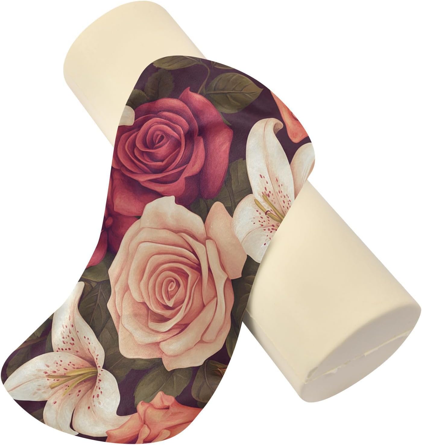 c Neck Roll Pillow Bolster Round Health Memory Foam Long Cervical Cylinder Pillows with Removable Washable Cover for Body Bed Legs Back Yoga - Colors B