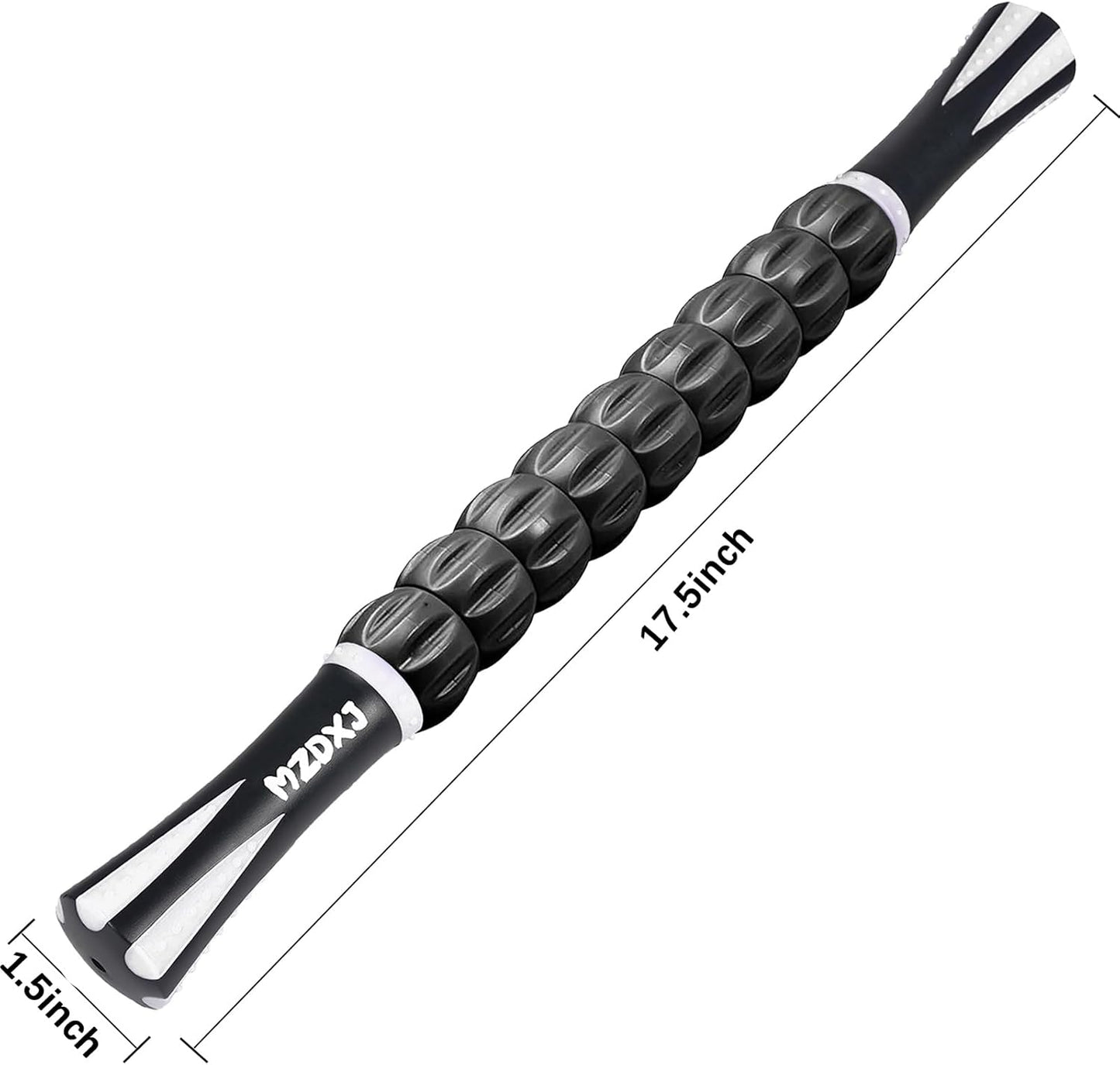Muscle Roller Massage Roller Stick- Deep Tissue Fascia Blaster for Myofascial Pain Relief, Lymphatic Drainage & Body Sculpting, Handheld Physical Therapy & Recovery Tool (Gray black-18 inch)