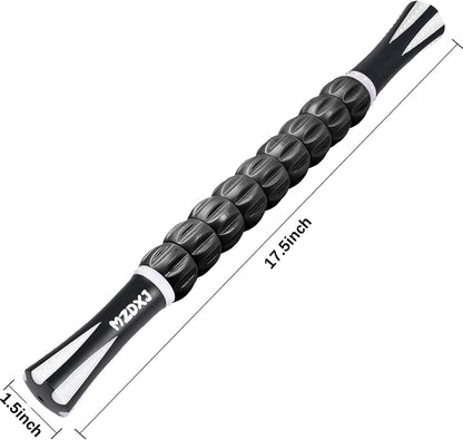 Muscle Roller Massage Roller Stick- Deep Tissue Fascia Blaster for Myofascial Pain Relief, Lymphatic Drainage & Body Sculpting, Handheld Physical Therapy & Recovery Tool (Gray black-18 inch)