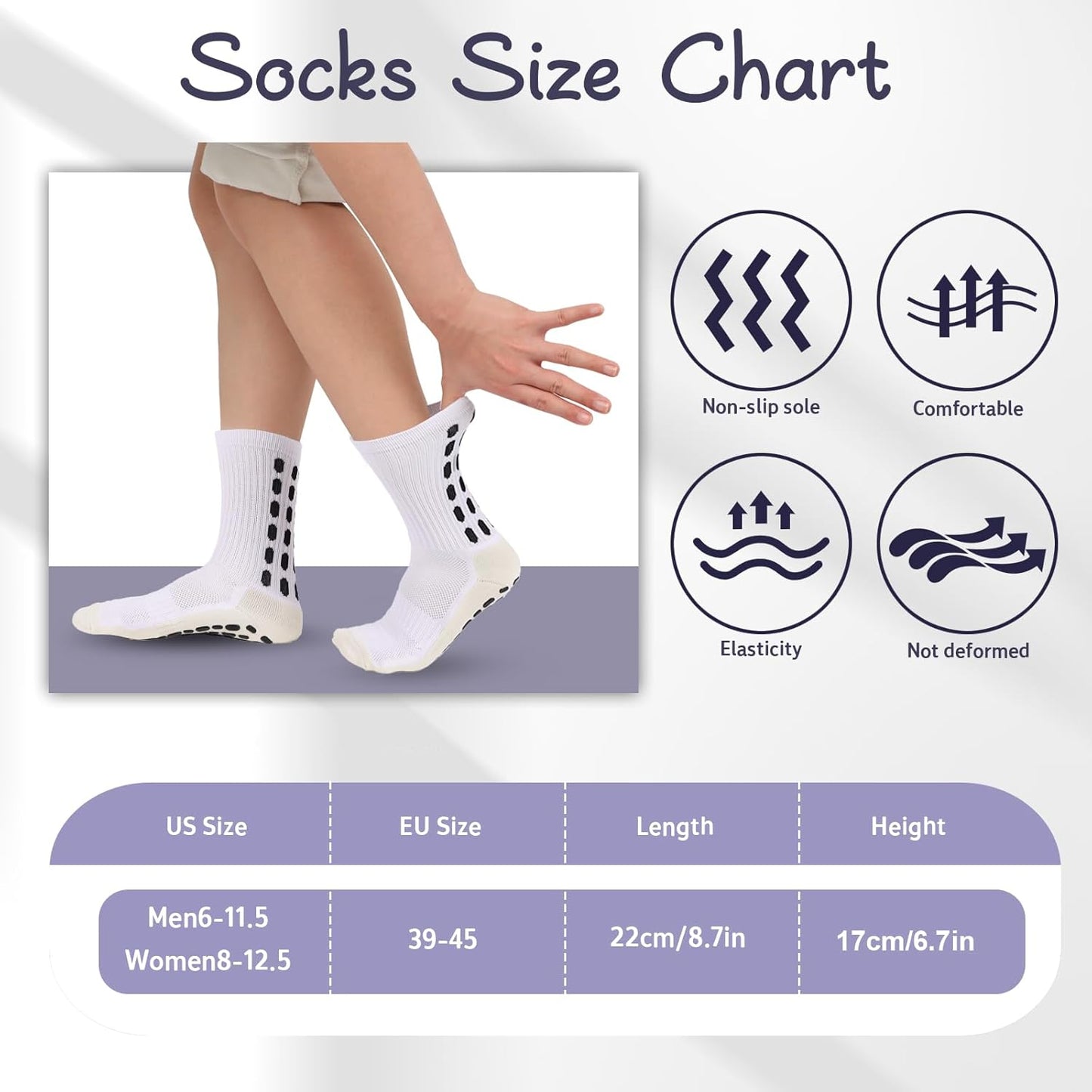 Barrlves 6 Pairs Grip Soccer Socks Colorful Non Slip Sports Football Basketball Hospital Yoga Socks for Men Women