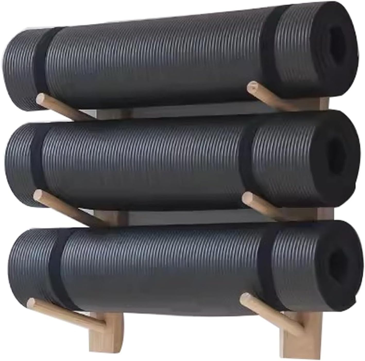 Wooden Yoga Mat Holder Wall Mount, Wood Yoga Mat Storage Rack as Shoe Hanger, Yoga Mat Organizer, or Gym Shelf for Home Gym Wall Storage