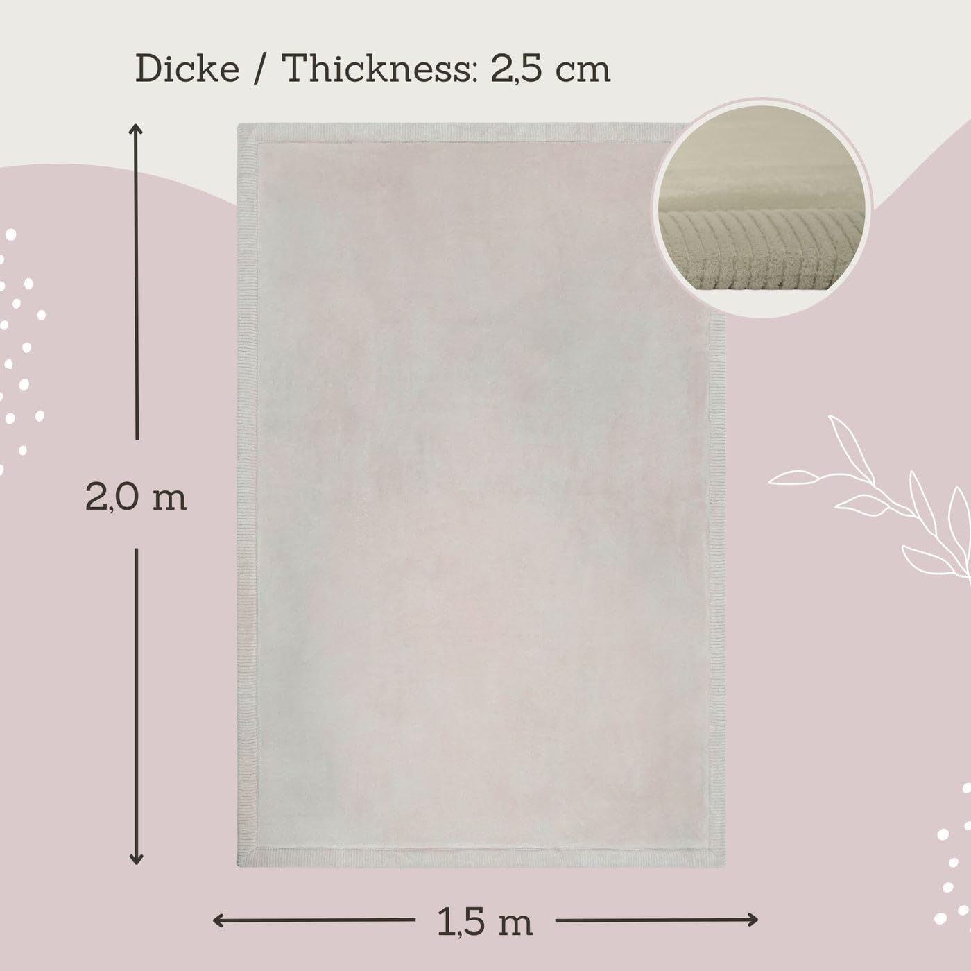 Hakuna Matte CloudSoft Mat for Floor 60" x 80" Beige – Coral Velvet Memory Foam Rug – Non-Slip, Water-Resistant