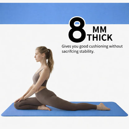Thick TPE Yoga Mat, Non-Slip Eco-Friendly Exercise Mat with Carrying Strap for Yoga, Pilates and Home Workouts, Standard and Extra Wide Options