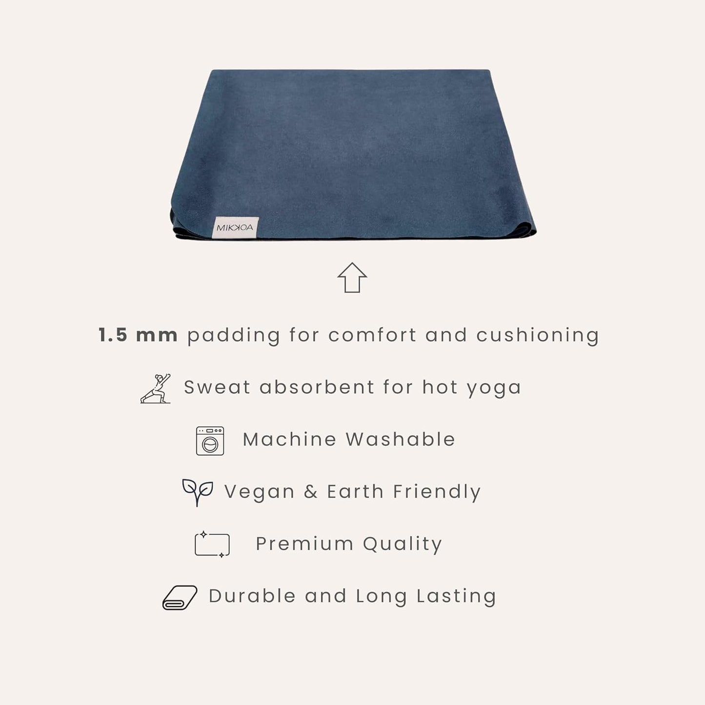 Travel Yoga Mat 1.5mm | Foldable, Lightweight Mat | Use for Travel, Backpacking, Yoga Retreat, Outdoors, Gym, Pilates, Machine Washable, Eco-Friendly