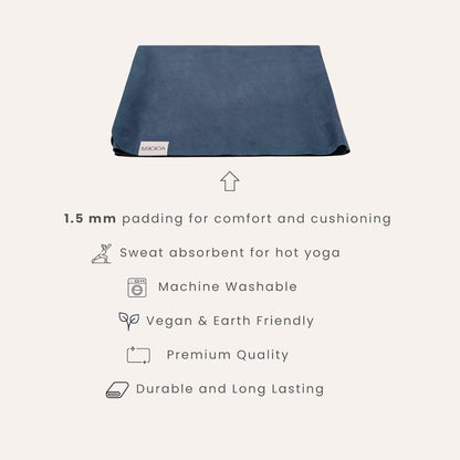 Travel Yoga Mat 1.5mm | Foldable, Lightweight Mat | Use for Travel, Backpacking, Yoga Retreat, Outdoors, Gym, Pilates, Machine Washable, Eco-Friendly