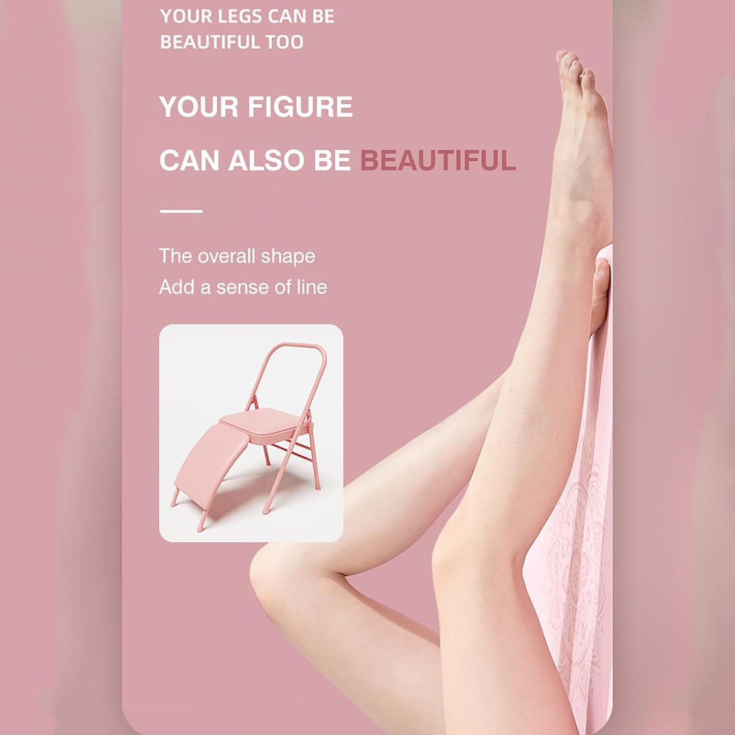 WIKINK Professional Yoga Chair, Widened Yoga Chair Auxiliary Chair, Household Folding Chair Widened and Thick Lumbar Support Yoga Auxiliary Equipment, Yoga Accessories & Equipment