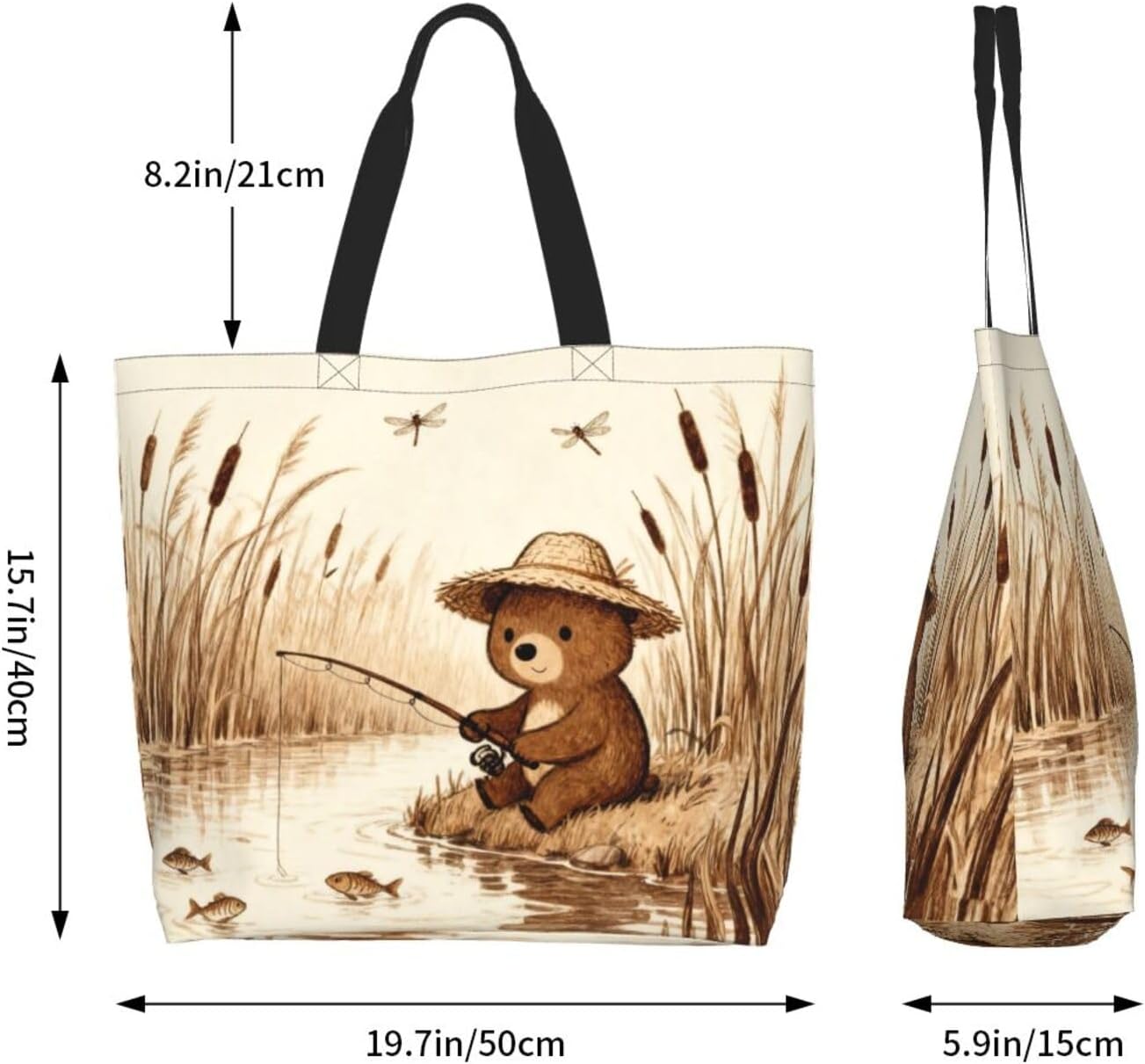 Tote Shoulder Bag Large Durable Reusable Eco-friendly Handbag Lightweight Stylish for Daily Use-19.7x15.7x5.9 Inch - Colors A