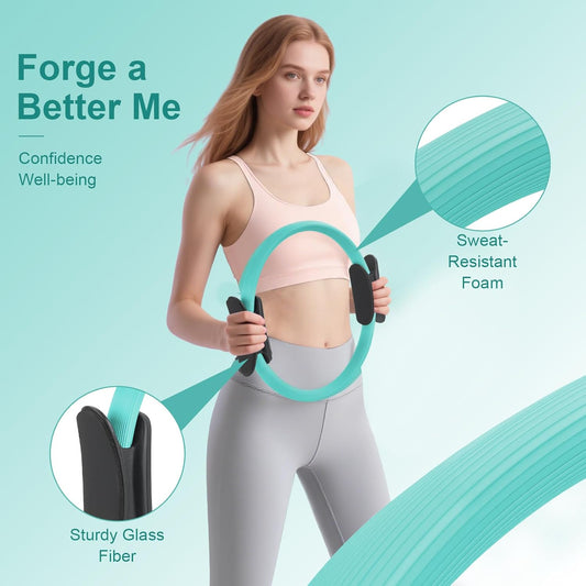 Pilates Kit, Home Pilates Equipment Set with Pilates Ring, Pilates Ball and 5 Resistance Bands, Core Strength Training Workout Kit for Flexibility & Muscle Toning