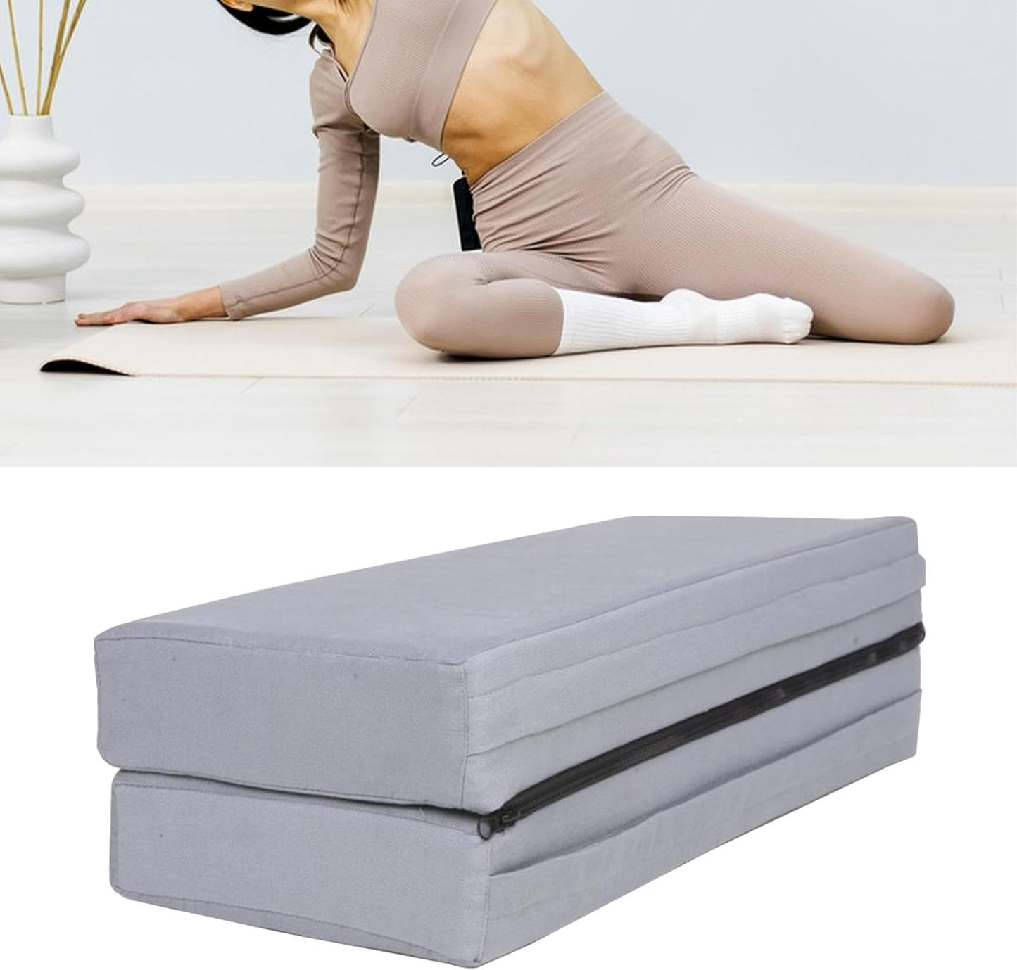 Folding Bolster Pillow Support Pillow Equipment Prop Mat Rectangular Cushion for Fitness Balance Home Gym