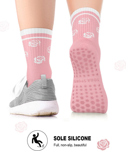 3/6 Pairs Grip Pilates Socks for Women, Non-slip Yoga Athletic Socks for Barre Ballet Barefoot Workout Hospital