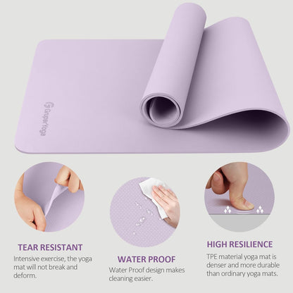 Gruper Yoga Mat Non Slip, 72"L x 24"W x 0.24"/0.32"TH, Anti-Tear Exercise Mat with Carrying Strap and Bag, Pro TPE Yoga Mats for Women, Workout Mats for Home, Pilates and Floor Exercises