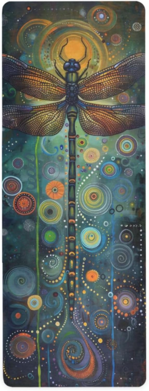 Dragonfly Painting Yoga Mat Non-Slip Fitness Mat for Pilates, Workout & Home Gym, 71x26 Inch Yoga Mats for Enhanced Yoga Practice