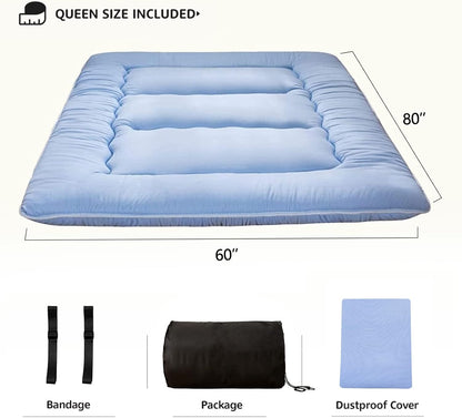 MAXYOYO Bohemian Retro Mattress Boho Floral Japanese Futon Mattress Tatami Floor Mat Foldable Portable Camping, Sleeping Pad, Lounger Couch Bed Full Size