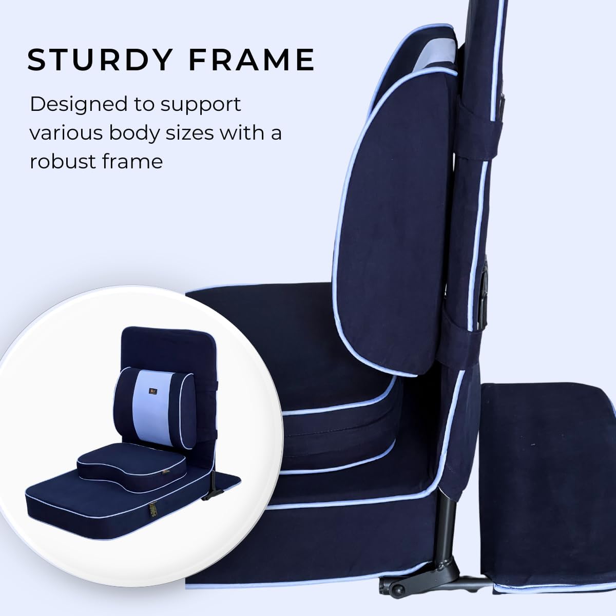 Friends of Meditation Extra Large Meditation Chair | Floor Chair with Back Support | Yoga Chairs for Adults | Portable Folding Chair | Yoga Chair with Cushion & Meditation Block | Black | 24x22 in