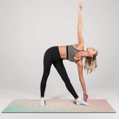 Hot Yoga Mat Towel with Corner Pockets Yoga Towels for Hot Yoga Non Slip with Travel Bag Sweat Absorbent Yoga Blankets Mat Cover for Workout Gym 70"x26" (Mountain-01, 70x26)