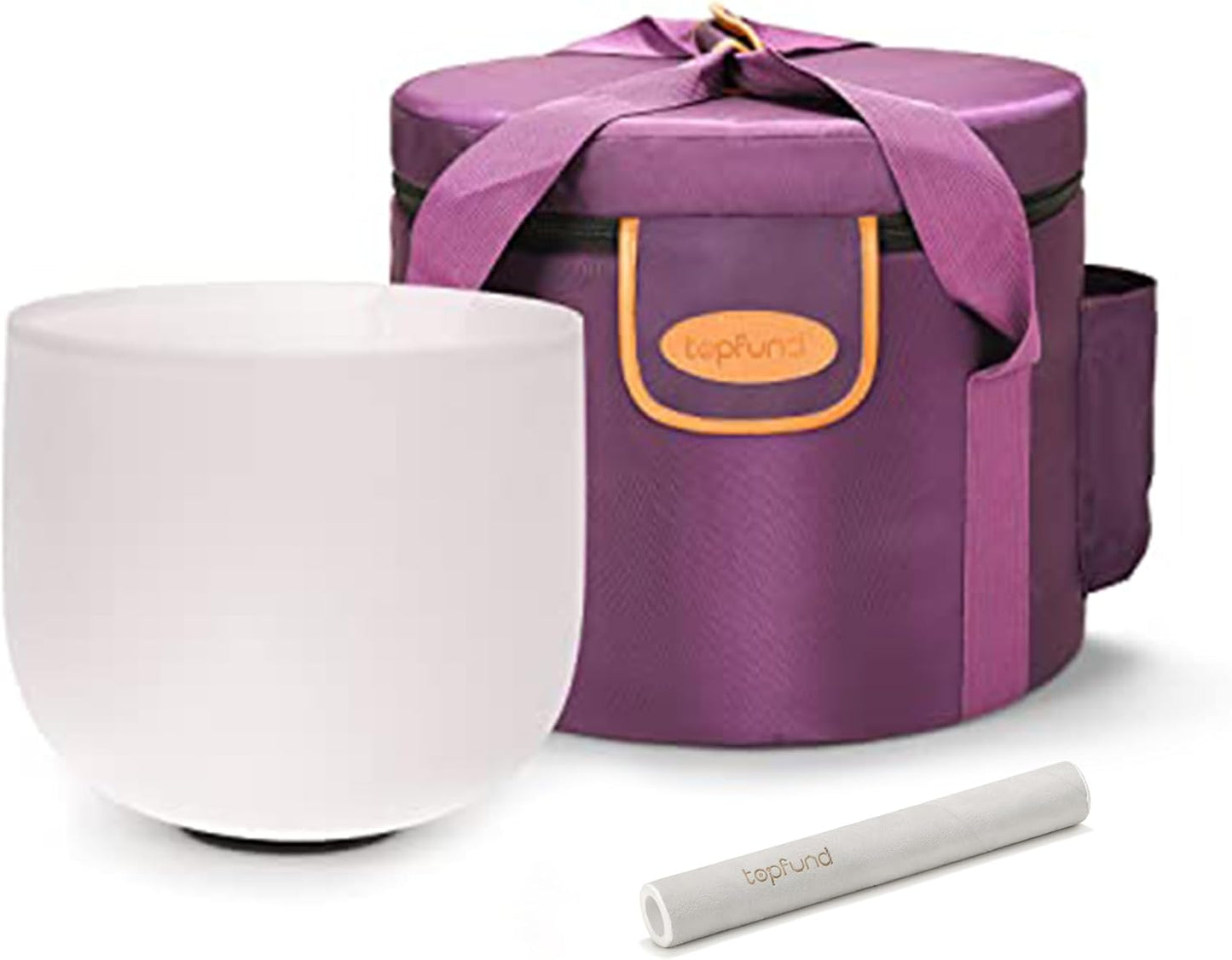 TOPFUND F Note Crystal Singing Bowl 10 inch Heart Chakra with Heavy Duty Carrying Case and Suede Mallet