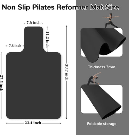 Non Slip Pilates Reformer Mat, Soft Fleece Surface Pilates Towel Mat, Pilates Mat with Multiple Equipment, Lightweight and Foldable, Wicking and Quick Drying for Yoga, Fitness