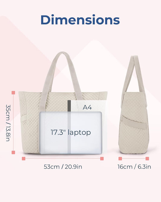 BAGSMART Crush Tote Bag for Women, 20L Puffer Work Tote with Zipper, Travel Essentials Quilted Nurse Hospital Bag