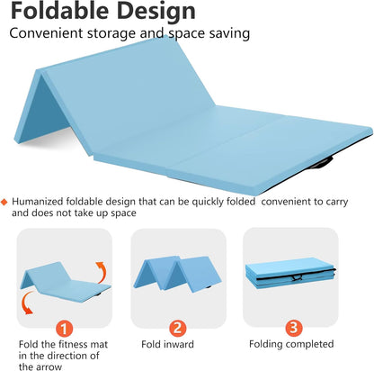 Yoga Mat Thick 2 Inch Workout Flooring for Home Gym - Exercise, Gymnastics, Tumbling, Pilates, Dance Equipment - Foldable Foam Play Mat for Kids and Adults